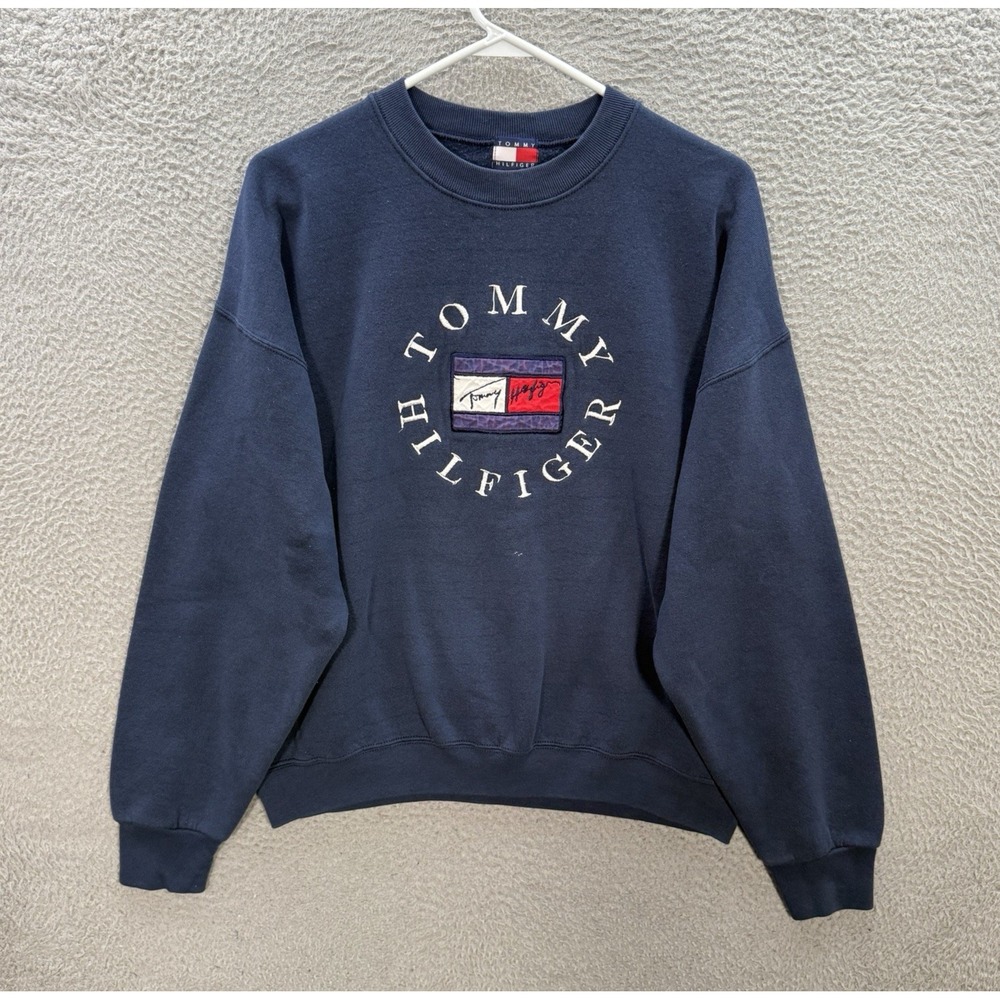 Vintage Tommy Hilfiger Sweatshirt Adult XL Blue Crewneck Embroidered Grunge Y2K